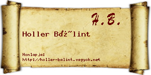 Holler Bálint névjegykártya